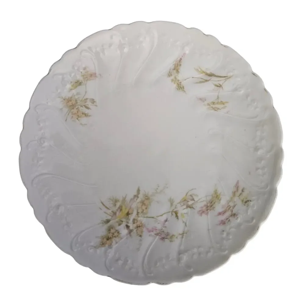Antique Welman Germany Porcelain Salad Plates Set of 2 Floral Gold Trim